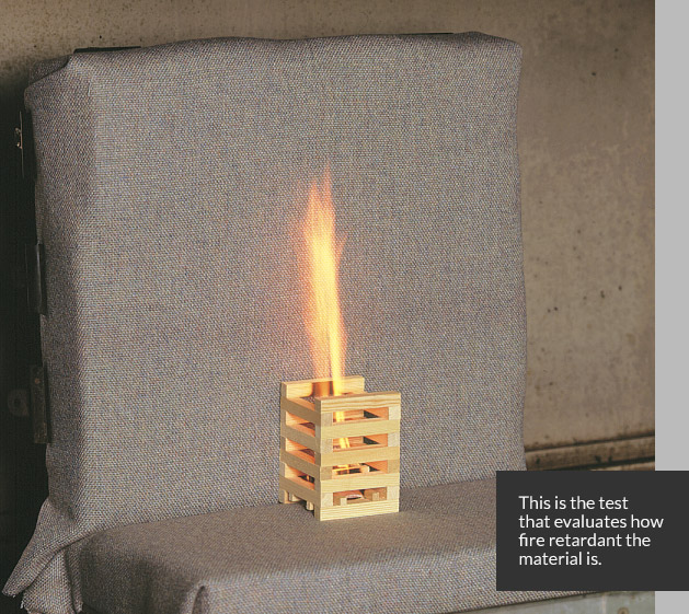 This is teh test that evaluates how fire retardant the material is.