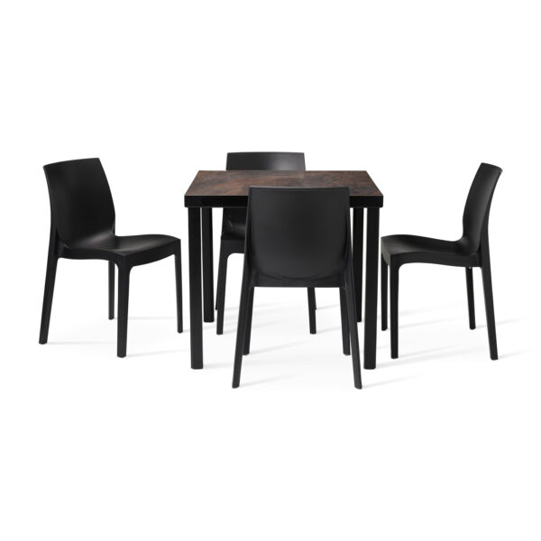 Urban Rust Table With 4 Strata Anthracite Dining Chairs
