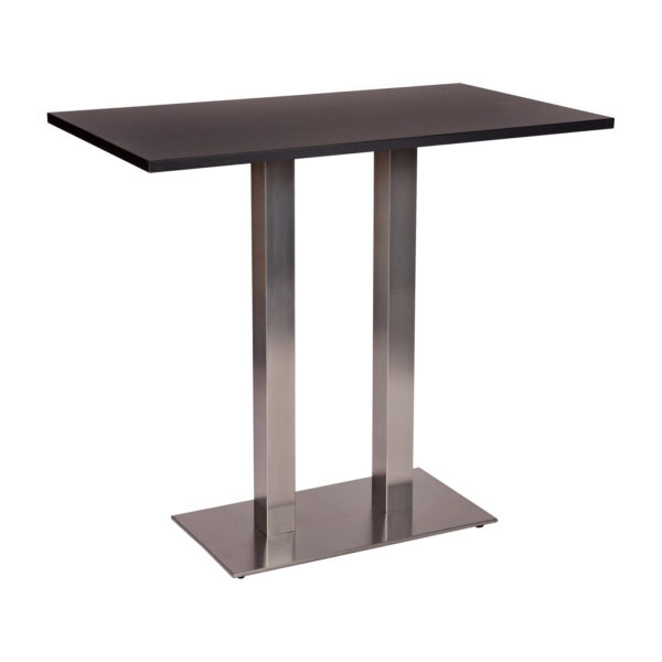 Poseur Height Danilo Twin columned base with a 1200mm by 700mm Rectangular Laminate Black Top
