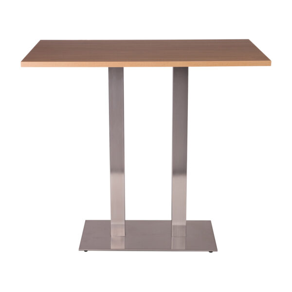 Poseur Height Danilo Twin columned base with a 1200mm by 700mm Rectangular Laminate Oak Top