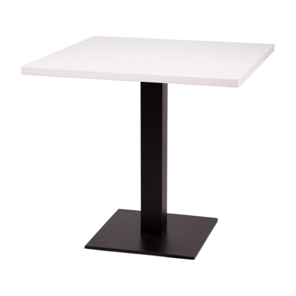 Coffee Height Forza Square Medium sized base with a 700mm Squared White Tuff Top