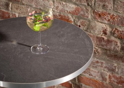 600mm Diameter Slate 25mm Thick Laminate Top With Silver Metallic ABS Edging