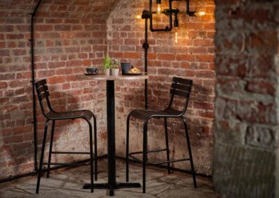Rio Bar Chair With Orlando Small Poseur Height Table Base And 700 Diameter Round Werzalit Arizona Table Top 1