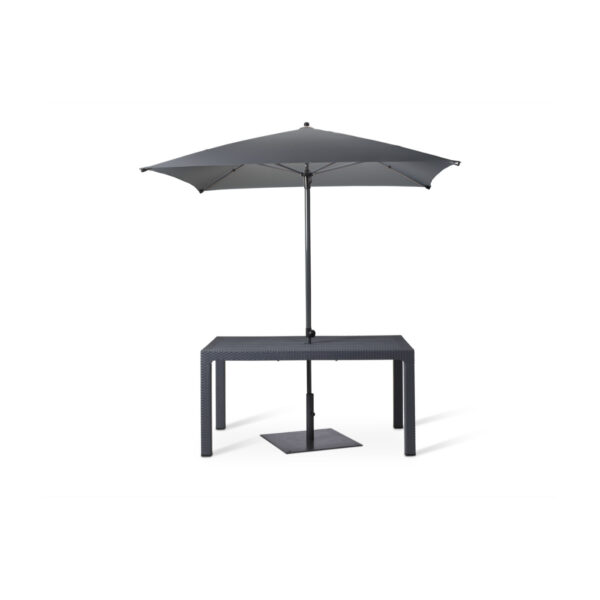 Canterbury 6 Seater Table With 2000mm Plaza Parasol In Anthracite And Black Plaza Metal Base