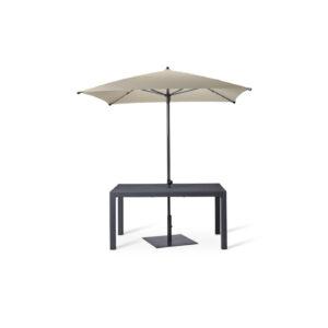 Canterbury 6 Seater Table With 2000mm Plaza Parasol In Ecru And Black Plaza Metal Base