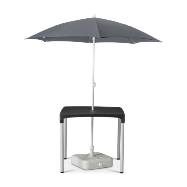 Vibe Table With Solas 1800mm Parasol In Anthracite And Solas Plastic Parasol Base