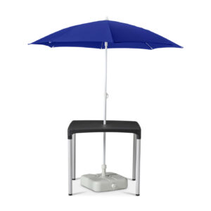 Vibe Table With Solas 1800mm Parasol In Royal Blue And Solas Plastic Parasol Base