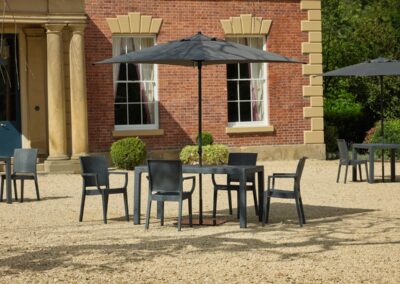 Canterbury 6 Seater Armchair Set With Plaza Anthracite Parasol 1