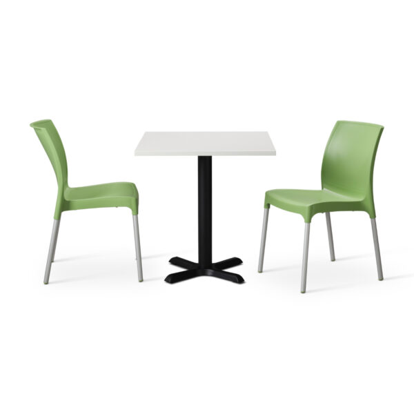 Avocado Vibe Chairs With White Tuff Top Phoenix Square Table