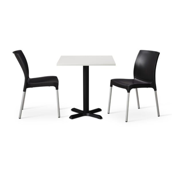 Black Vibe Chairs With White Tuff Top Phoenix Square Table