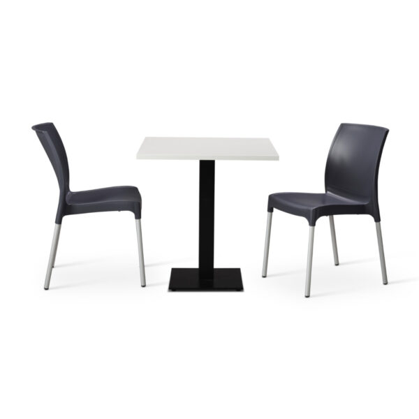 Dark Grey Vibe Chairs With White Tuff Top Forza Square Table