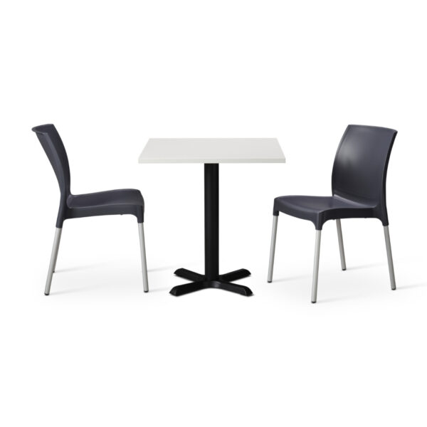 Dark Grey Vibe Chairs With White Tuff Top Phoenix Square Table