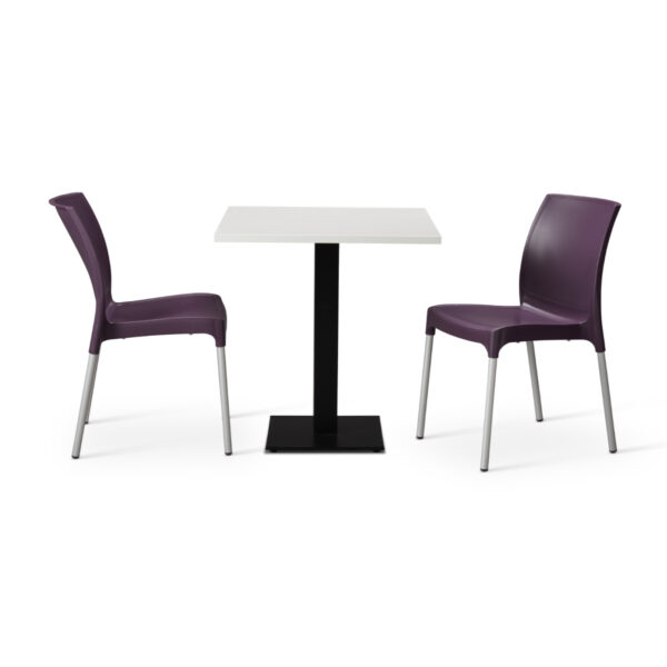 Plum Vibe Chairs With White Tuff Top Forza Square Table