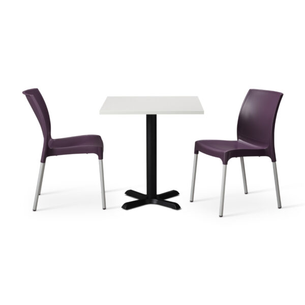 Plum Vibe Chairs With White Tuff Top Phoenix Square Table
