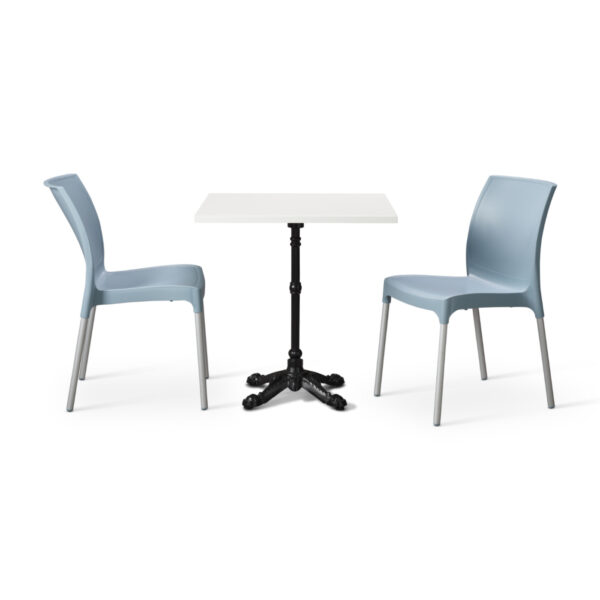 Relax Blue Vibes With White Tuff Top Bistro Square Table