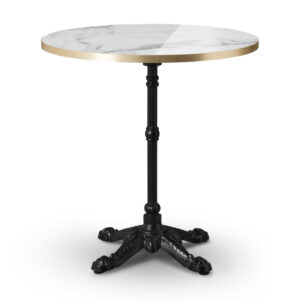 Tuff Top Premium High Gloss Calacatta Marble Round Top On Bistro Dining Height Base