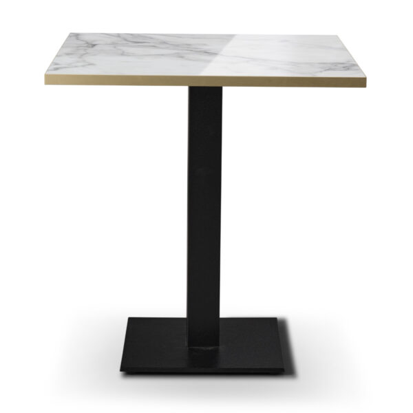 Tuff Top Premium High Gloss Calacatta Marble Square Top On Forza Small Square Dining Height Base