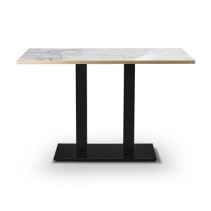 Tuff Top Premium High Gloss Calacatta Marble Top On Forza Twin Dining Height Base