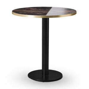 Tuff Top Premium High Gloss Marbled Cappuccino Round Top On Forza Small Round Dining Height Base