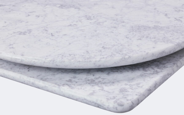 White Carrara Marble Square And Round Tops Corner Edge Profile Grey Background