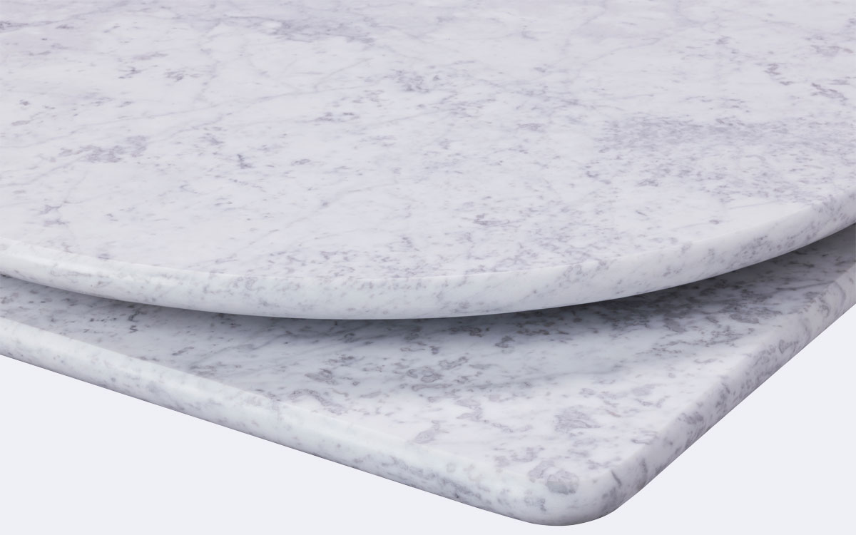 White Carrara Marble Square And Round Tops - Corner Edge Profile