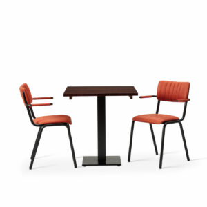 Bourbon Armchair In Tabasco With Solid Wood Walnut Forza Square Table