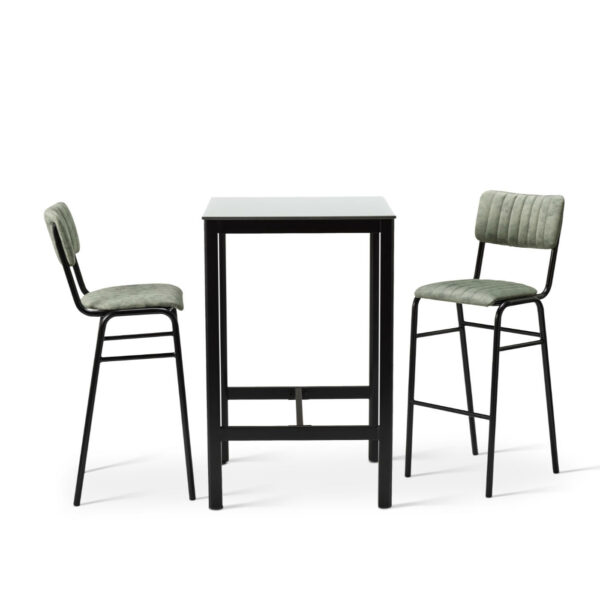 Bourbon Bar Chair In Fern With White Compact Laminate Top On Manhattan Square Poseur Frame