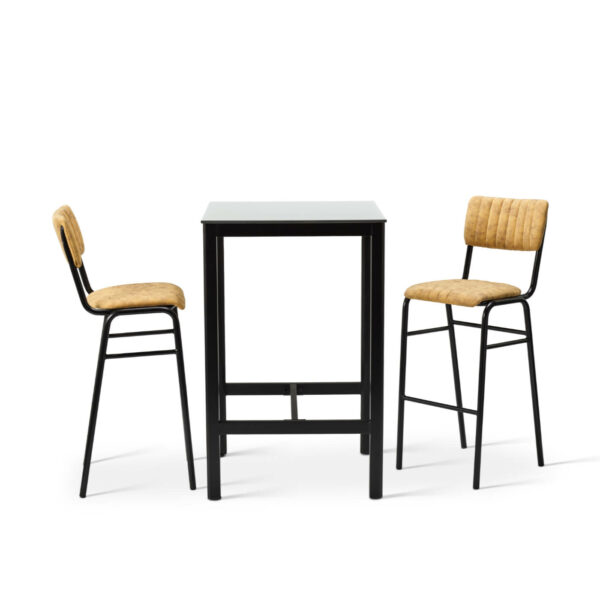 Bourbon Bar Chair In Goldmine With White Compact Laminate Top On Manhattan Square Poseur Frame