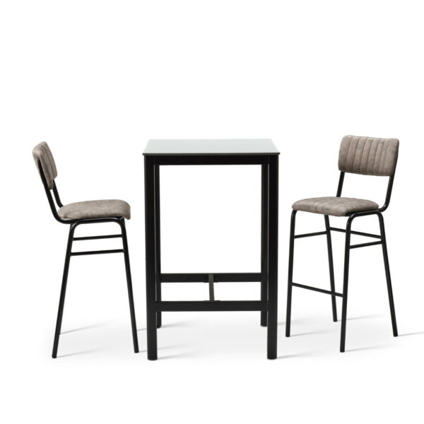 Bourbon Bar Chair In Graphite With White Compact Laminate Top On Manhattan Square Poseur Frame