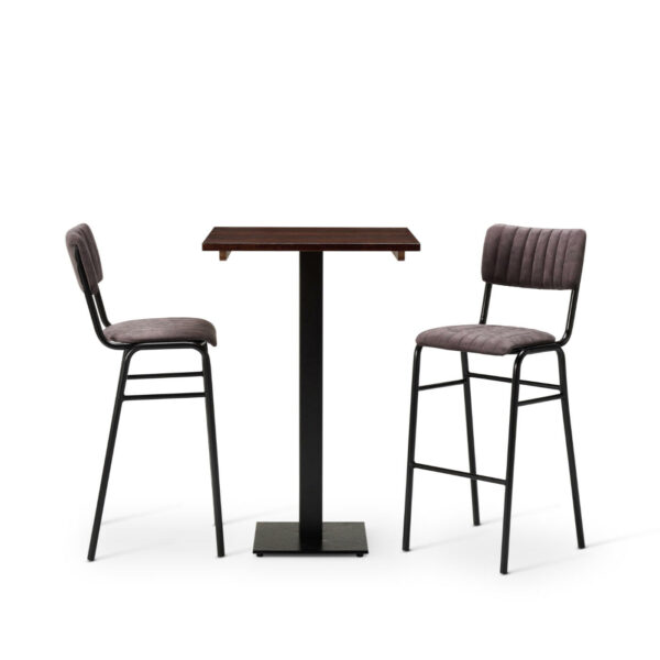 Bourbon Bar Chairs In Aberdeen With Solid Wood Walnut Square Forza Poseur Table
