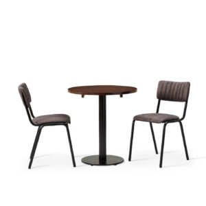 Bourbon Side Chair In Aberdeen With Solid Wood Walnut Forza Round Table
