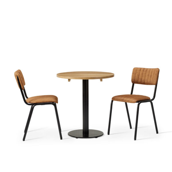 Bourbon Side Chair In Allspiace With Solid Wood Oak Forza Round Table