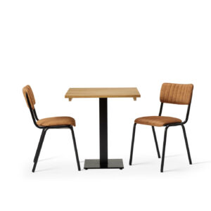Bourbon Side Chair In Allspice With Solid Wood Oak Forza Square Table