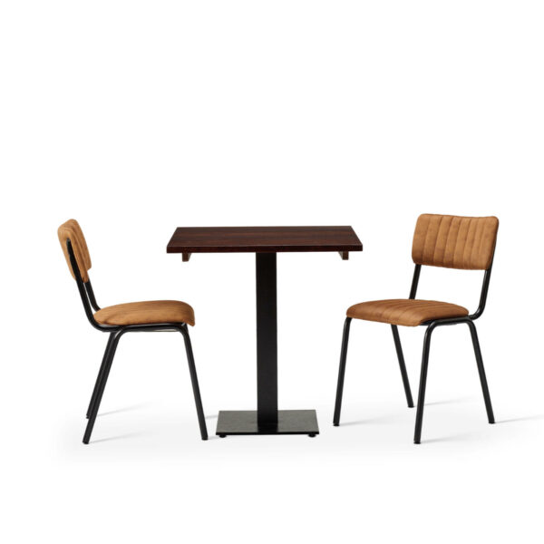 Bourbon Side Chair In Allspice With Solid Wood Walnut Forza Square Table