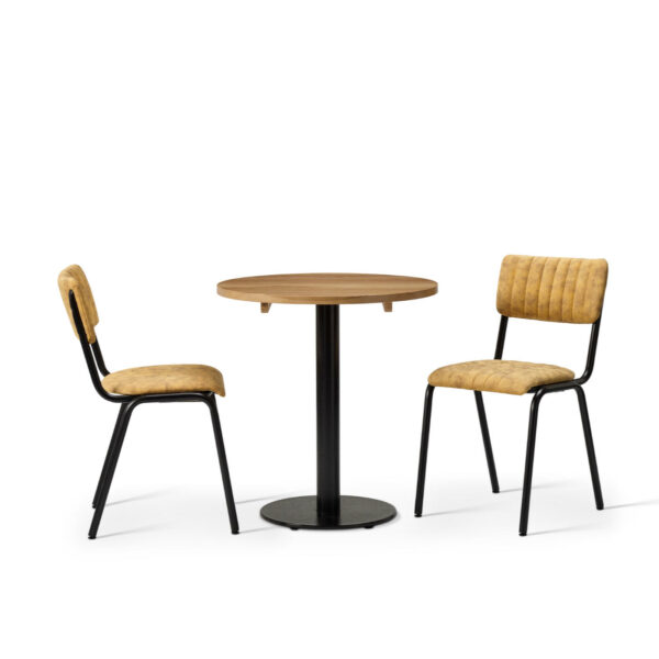 Bourbon Side Chair In Goldmine With Solid Wood Oak Forza Round Table