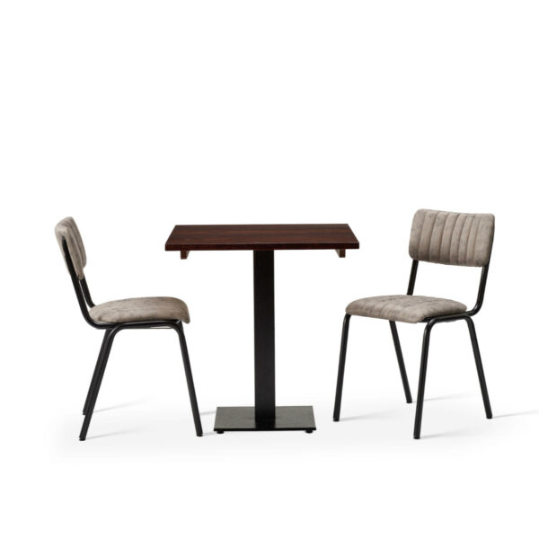 Bourbon Side Chair In Graphite With Solid Wood Walnut Forza Square Table