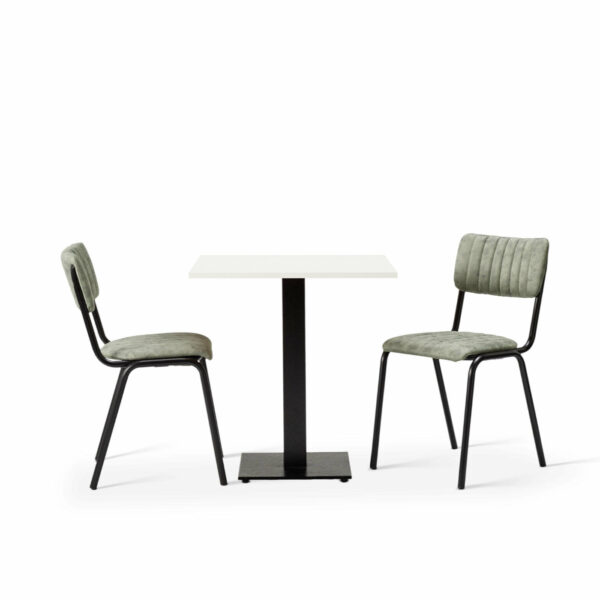 Bourbon Side Chair In Fern With White Square MFC On Forza Square Base