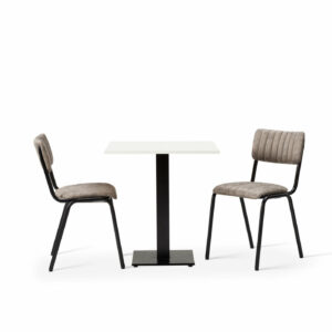 Bourbon Side Chair In Graphite With White Square MFC On Forza Square Base