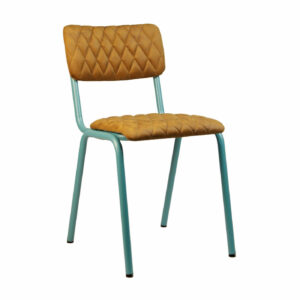 Bourbon Chair In Allspice With Diamond Stitching And Aqua Blue Frame