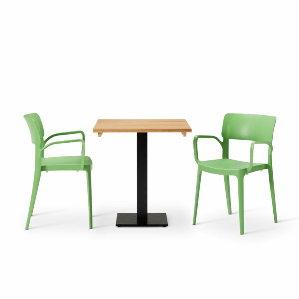 Vivo Armchair In Avocado With Solid Wood Oak Square Forza Table