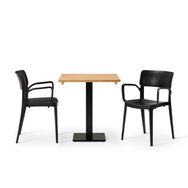 Vivo Armchair In Black With Solid Wood Oak Square Forza Table