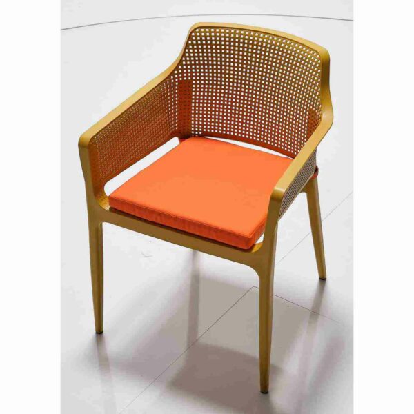 Boom Chair In Mustard With Orange Seat Cushion 1400