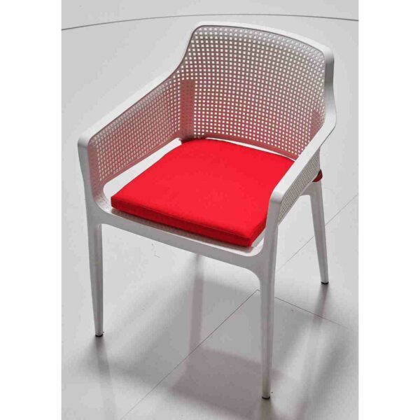 Boom Chair In White With Red Seat Cushion 1400