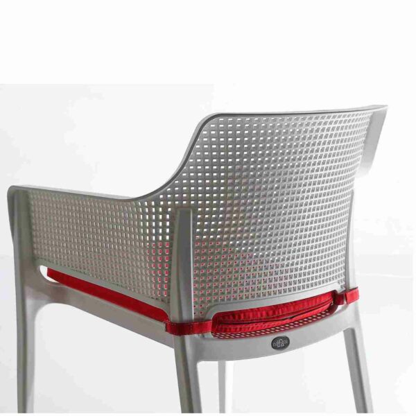 Boom Chair In White With Red Seat Cushion   Rear View 1400