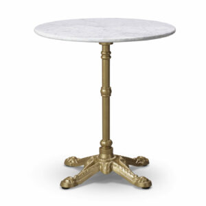 Solid Marble Round Top On A Gold Bistro Base