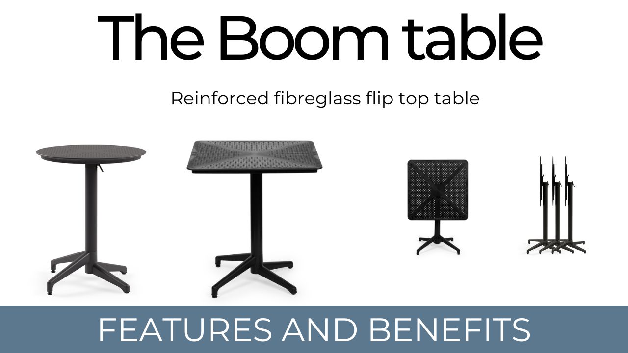 The Boom Table - Reinforced Fibreglass Flip Top Table - Features & Benefits